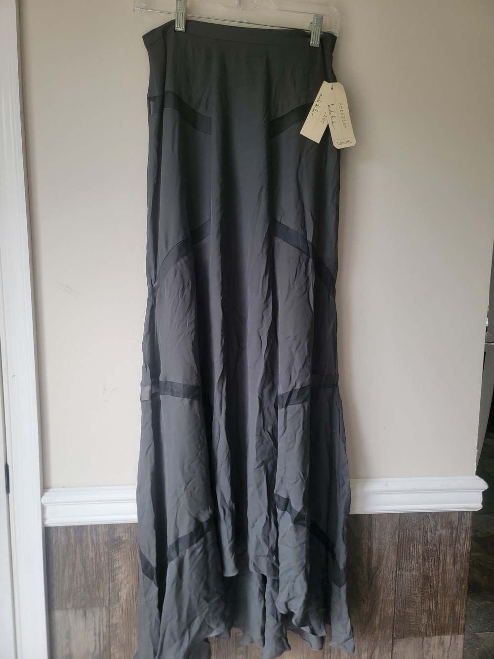 Nicole Miller Dark Gray Maxi Skirt with Panel Details